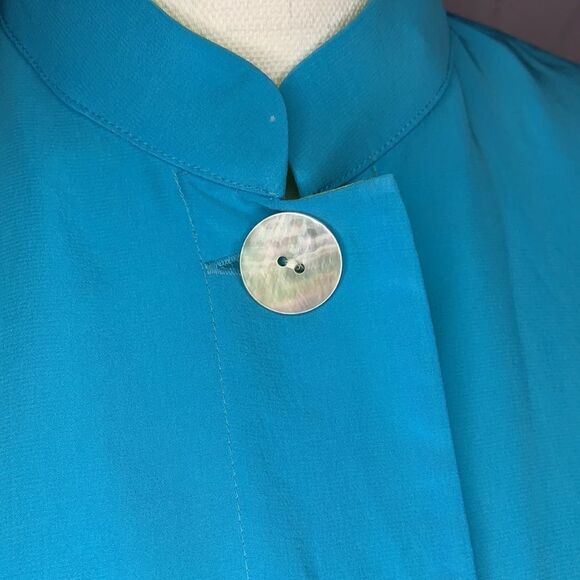 🖤 Chadwick’s | Neon Blue Silk Single Button Blazer - Picture 3 of 5